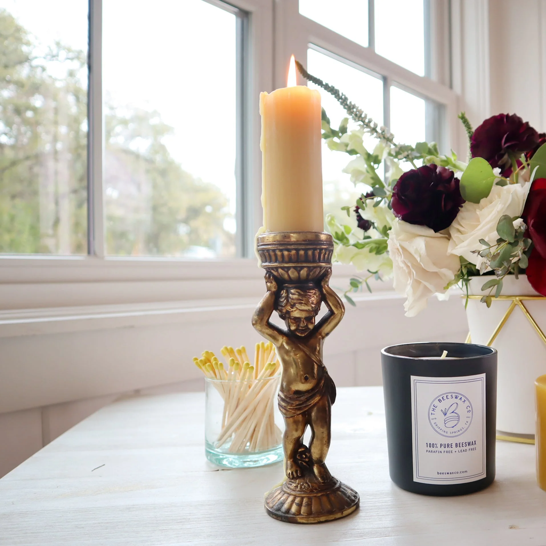 2" Diameter Beeswax Candlesticks - Image 5